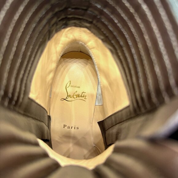 Christian Louboutin EN HIVER 70 Leather Combat Boots with Quilted Collar - Picture 10 of 13